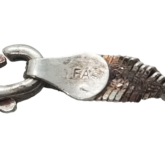 VINTAGE STERLING SILVER SPIRAL DESIGN CHAIN 18 INCH NECKLACE MADE IN ITALY - Picture 7 of 7